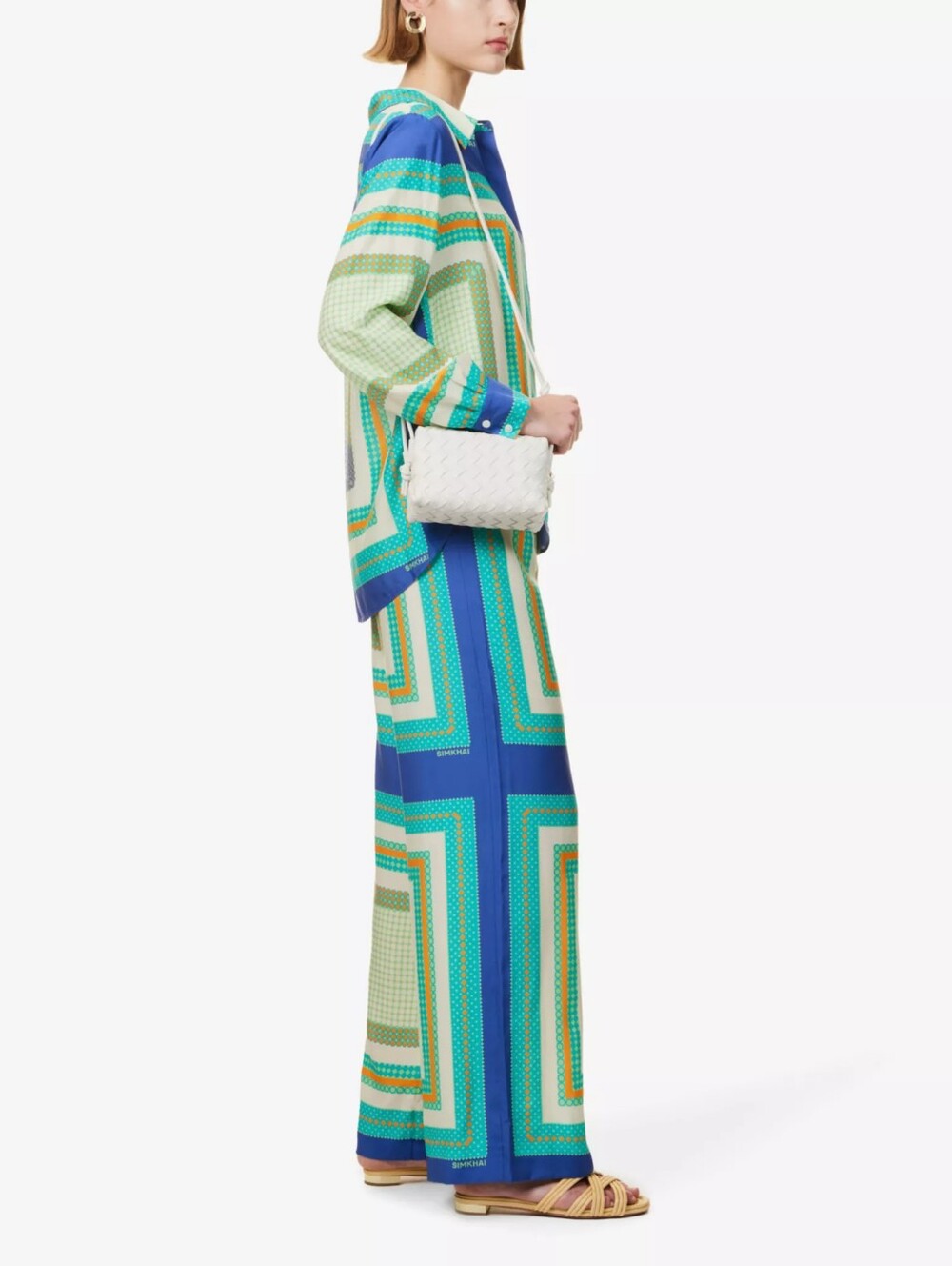 Jonathan Simkhai Yvonne Abstract Silk Blend Pants And A Blouse XS
